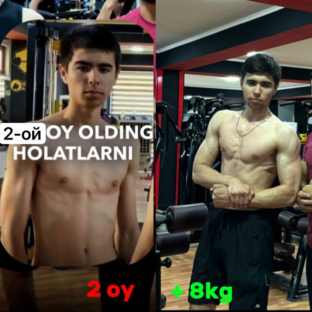 Sardor M. — Mushak massasi, 2 oy, +8 kg